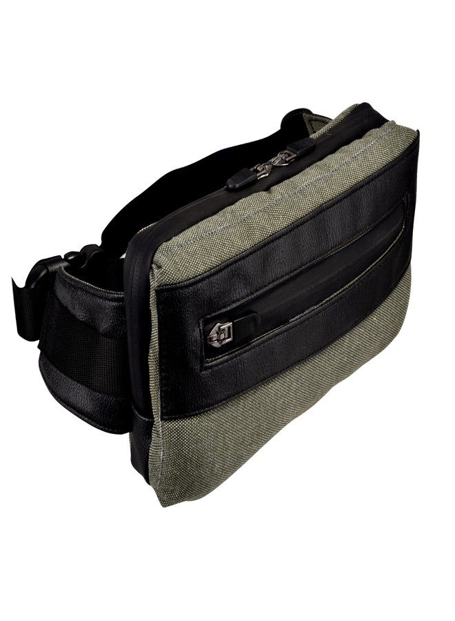 SYUTM Unisex Rectangle Front Zipper Canvas Matty Fabric Waist Pack Travel Handy Hiking Zip Pouch Elegant Style Document Money Phone Belt Sport Bag for Men and Women Adjustable Strap (Khaki Green) - Image 2
